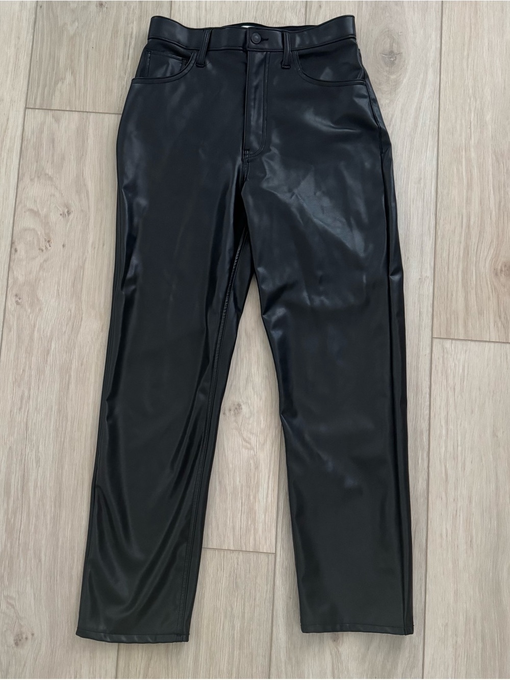 Abercrombie & Fitch women’s black vegan leather high rise pants ankle 27 / 4L